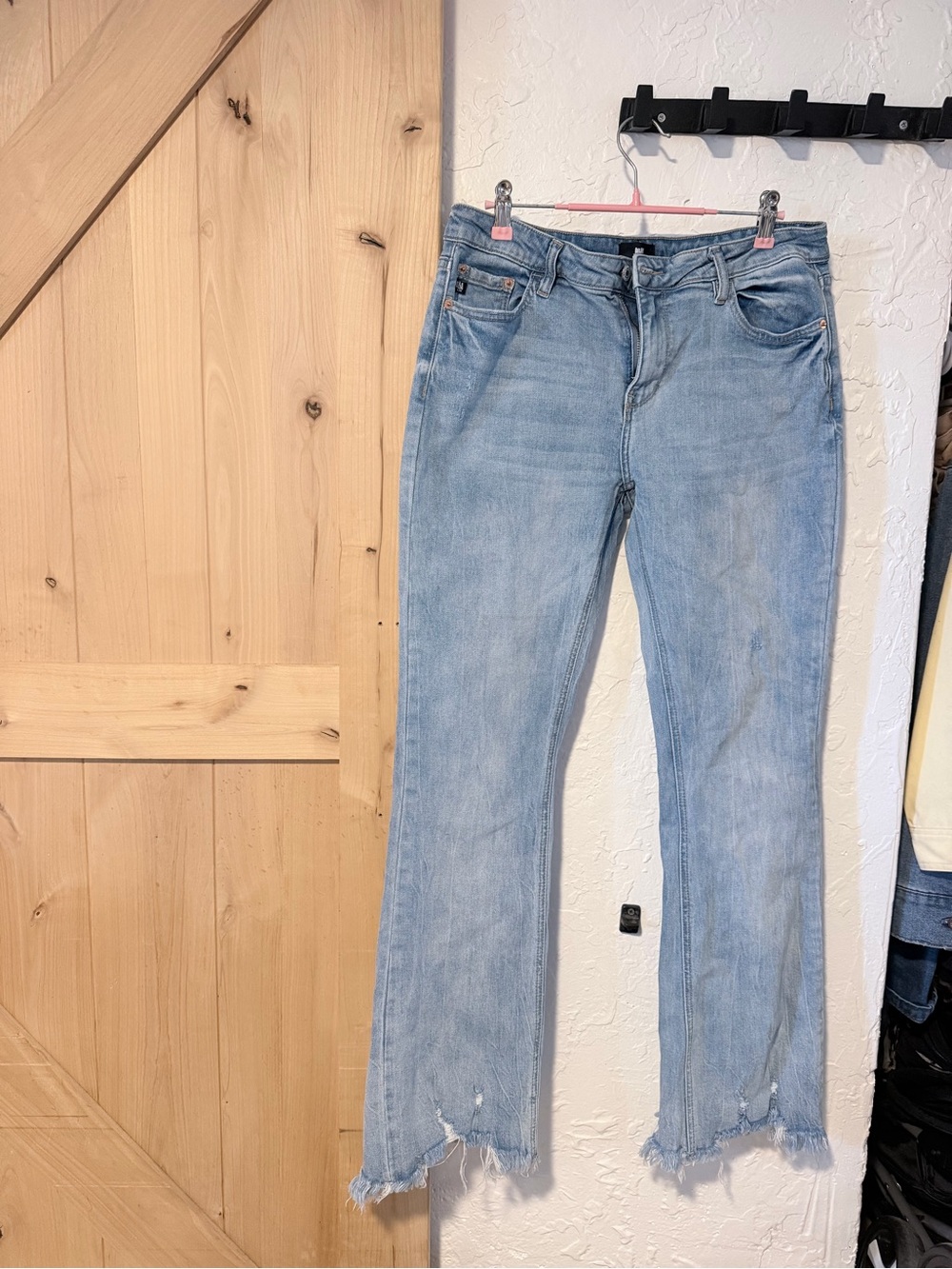 Black Label Light Blue Flare Jeans with Frayed Hem